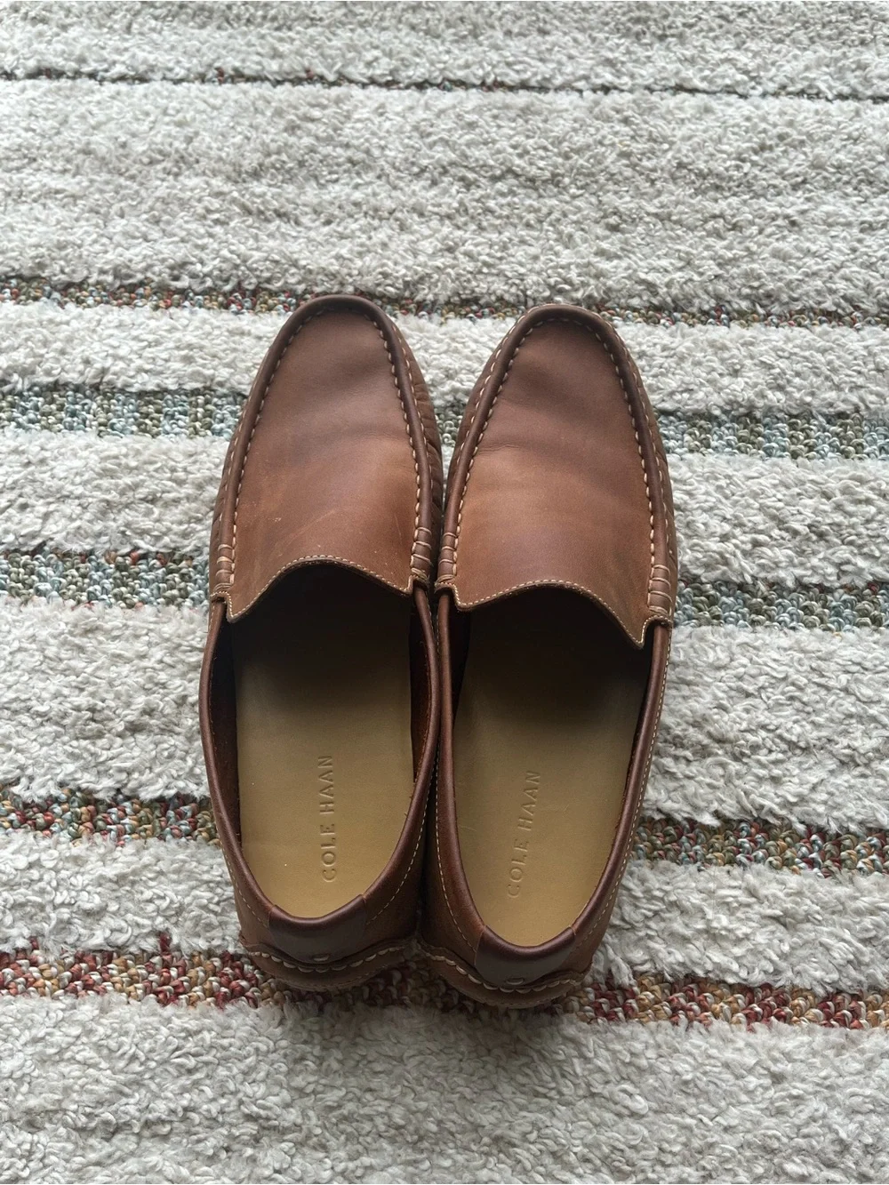Cole Haan Tan Leather Slip-On Moccasin Loafers